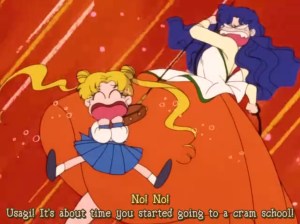 Usagi getting choked out by Mum