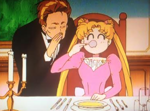 I'm more concerned that she's resting her left forearm on the table, the disreputable cur