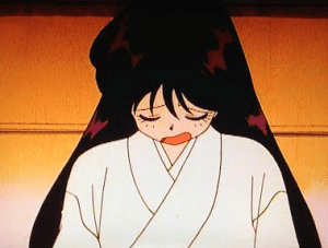 The reaction to being given free accomodation. I think she's the princess here