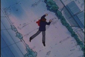 On the bright side, if he survives this he can live off the money he'll earn from suing whoever was supposed to put a railing there