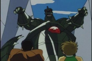 "GAHH! I'm Godzilla, apparently! Behold my ruby-encrusted tummy!"