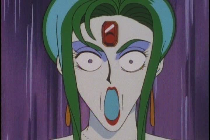 The make-up erupts from her mouth, leading to the obvious question, "huh?"