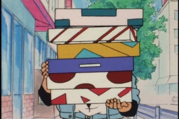 Those packages are actually balancing on his erection