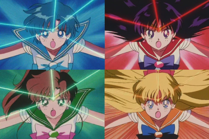 The Sailor Senshi combine powers