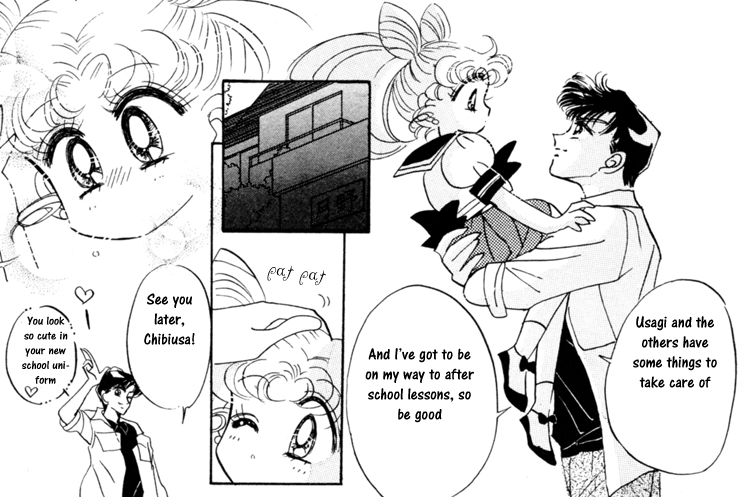 Sailor Moon manga - Mamoru carries Chibi-Usa