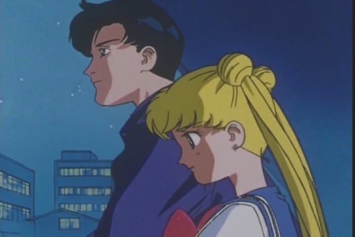 Usagi and Mamoru on a balconey