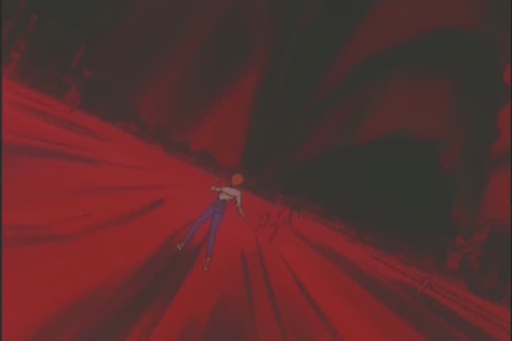 She might just have her eyes closed - it sort of looks like the inside of an eye lid...