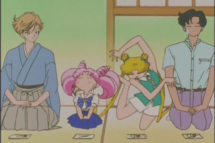 Usagi's feet hurt from Chibi-Usa