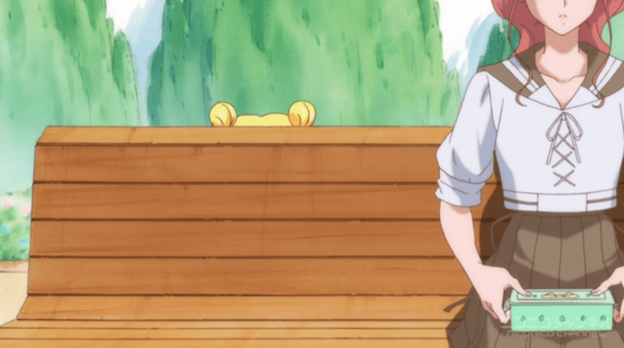 Her face is actually stuck to the several decades' worth of discarded gum