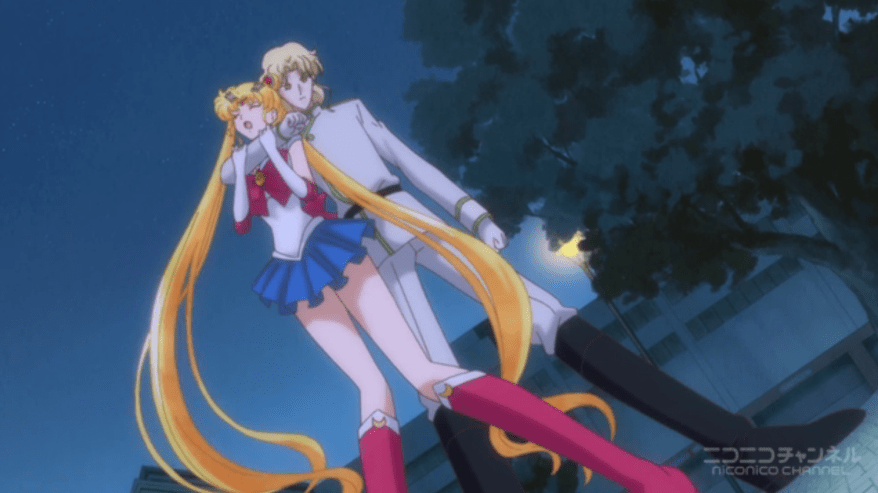 Sailor Moon Crystal - Zoisite holding Sailor Moon in a headlock
