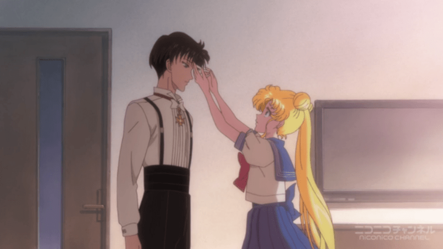 Sailor Moon Crystal - Usagi places Mamoru''s eye mask on
