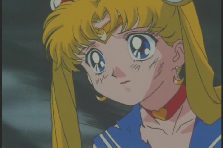 Sailor Moon talks with Sailor Saturn