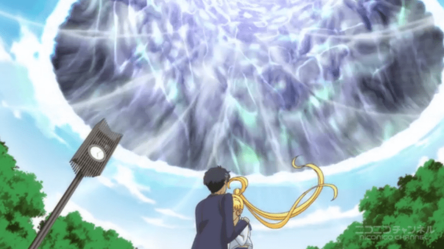 Sailor Moon Crystal - Vortex opens up above Usagi and Mamoru