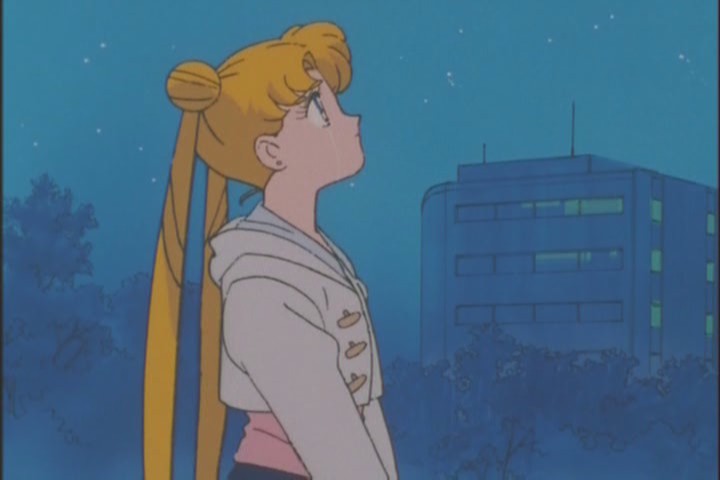 Usagi crying as Chibi-Usa leaves