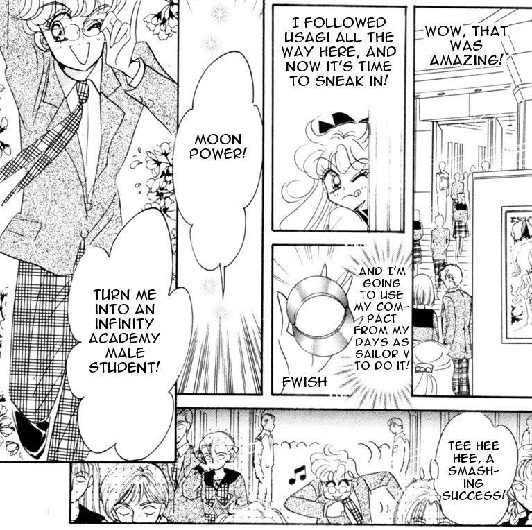 Minako transforms into a Mugen student