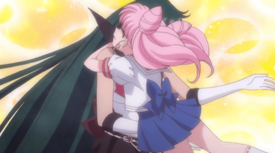 Sailor Moon Crystal - Chibi-Usa hugs Pluto