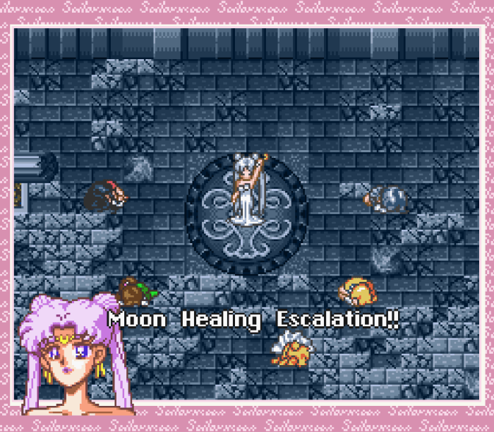 Sailor Moon Another Story - Queen Serenity uses Moon Healing Escalation