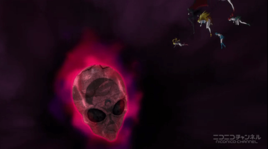 I think the distended head is meant to reference the alien designs from the 50s, the Little Green Men. There was a bunch of paranormal references near the start of the series